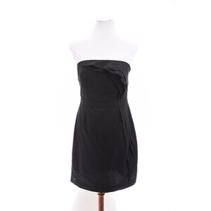 Ann Taylor Loft Ruffled Strapless Sheath Shift Dress Black Sz 6 Small